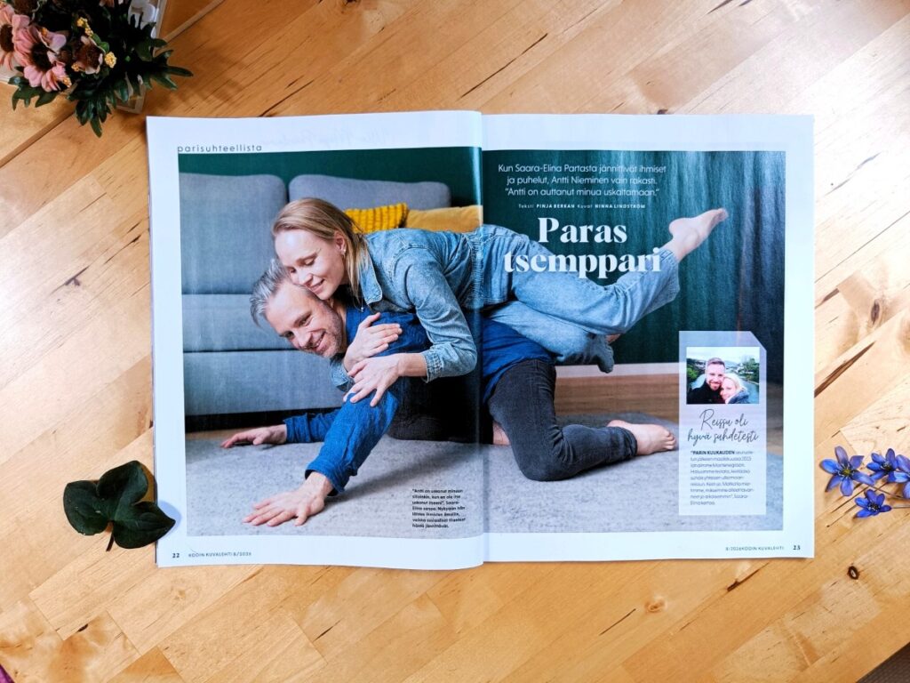 Saara-Elina Partanen ja Antti Nieminen kertovat parisuhteestaan Kodin Kuvalehdessä.